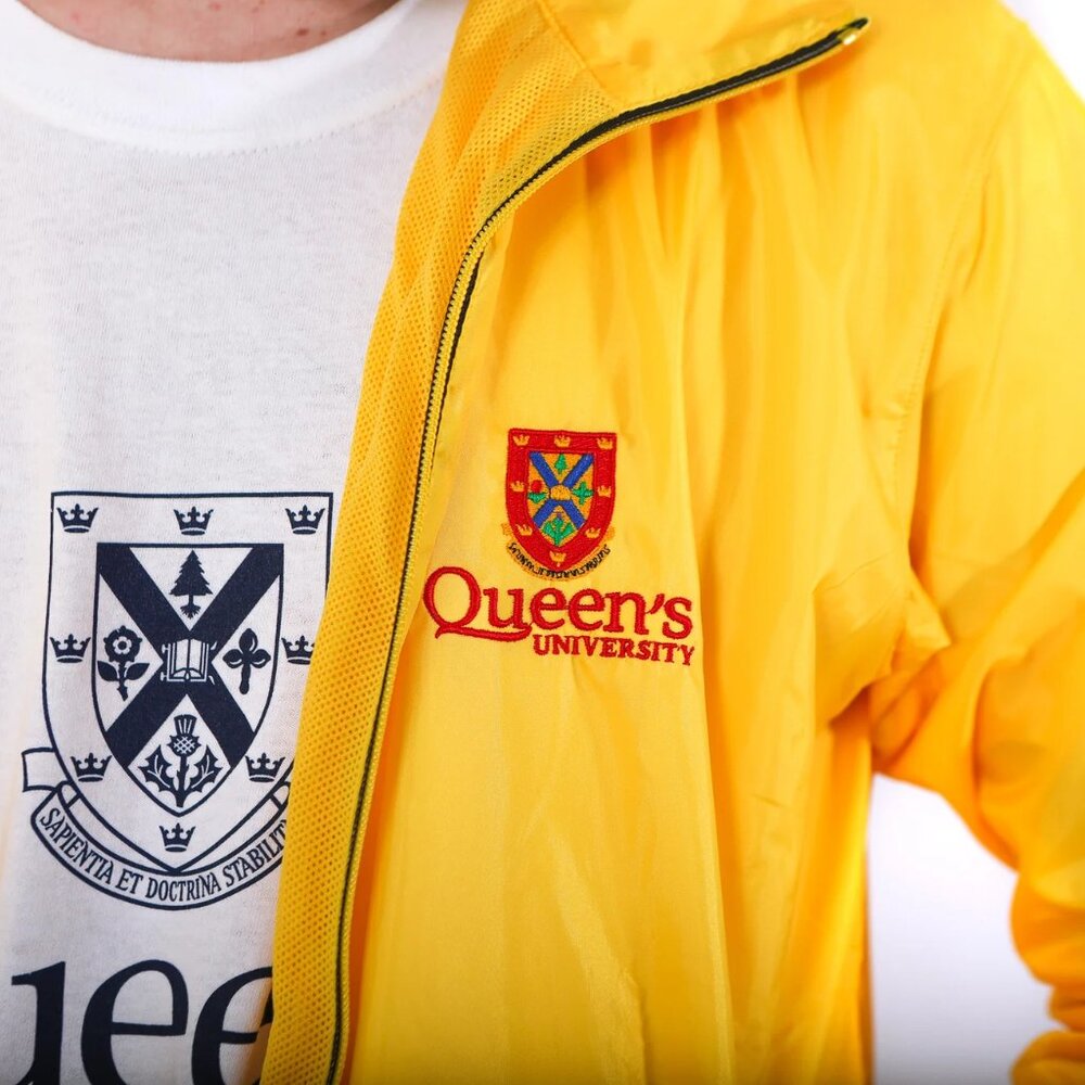 Unisex Queens Yellow Windbreaker/Rain Jacket in Size Medium